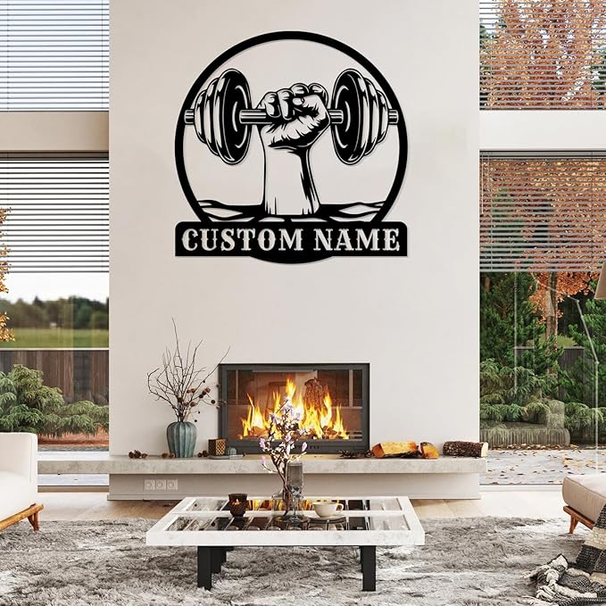 Customized Metal Gym Name Sign, Personalized Sports Room Wall Art,Metal Gym Sign,Unique Fitness Wall Sign, Gym Lovers Unique Gift, Gym Wall Art,Training Center Sign (Style-15)-StrideForce Fitness
