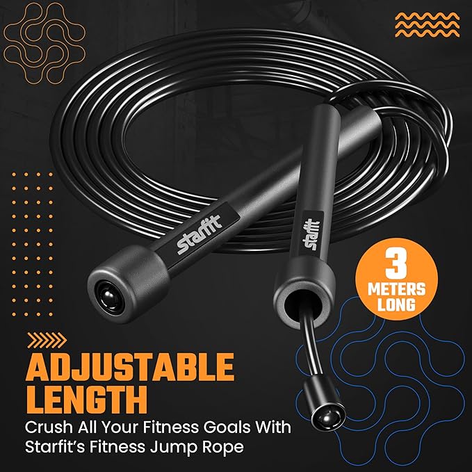 STARFIT Lightweight Jump Rope for Fitness and Exercise, Adjustable Jump Ropes with Plastic Handles, Cardio and Endurance Training, Jumping Rope for Workout-StrideForce Fitness