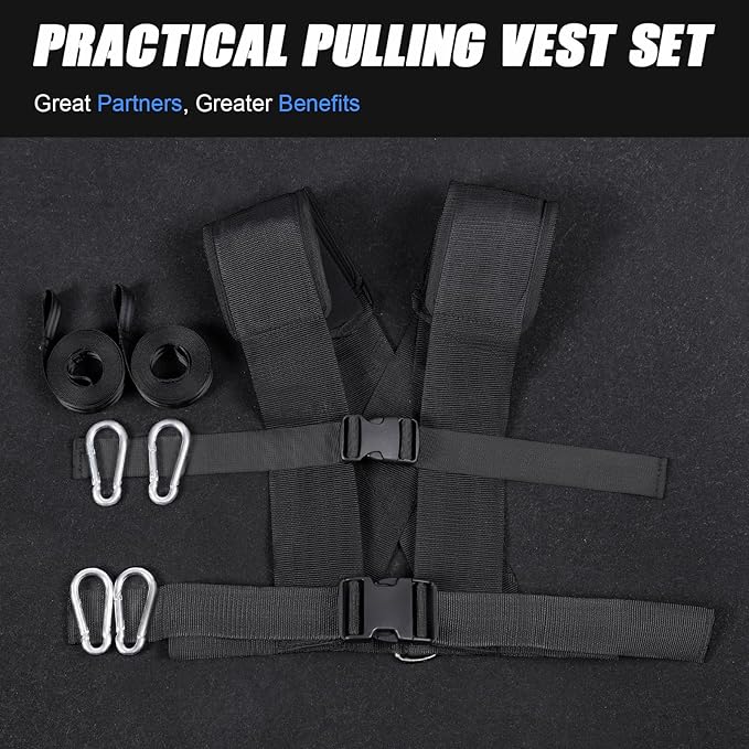 LIONSCOOL Weight Training Sled with Pro Pulling Belt or Vest Set, Sled Push with Adjustable Handle, Power Sled Workout Sled for Drag Speed Training Improvement and Strength-StrideForce Fitness