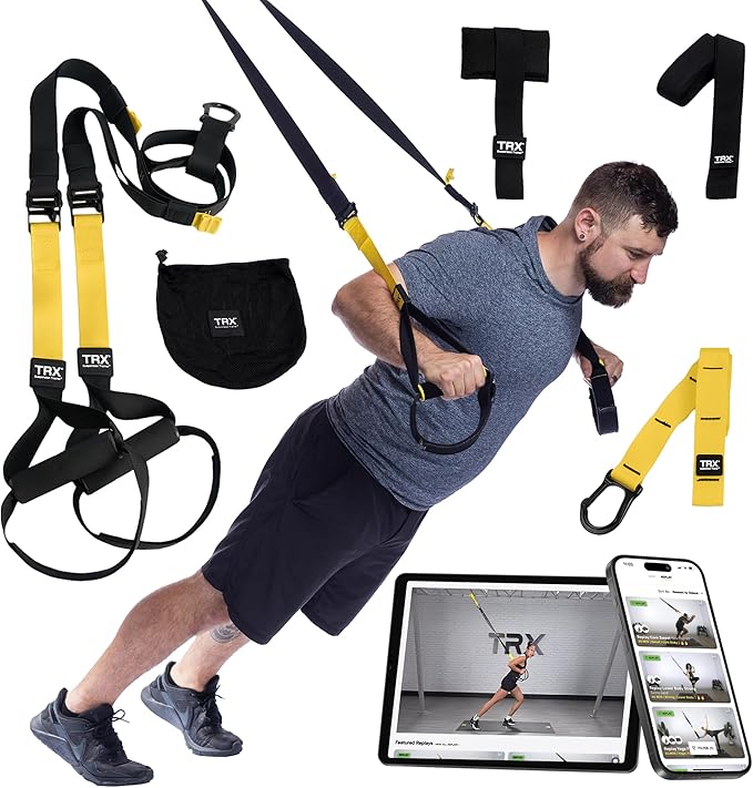 TRX All-in-ONE Suspension Training System: Full Body Workouts for Your Home Gym, Travel, and Outdoors | Includes Indoor & Outdoor Anchors, Workout Guide and Video Downloads-StrideForce Fitness