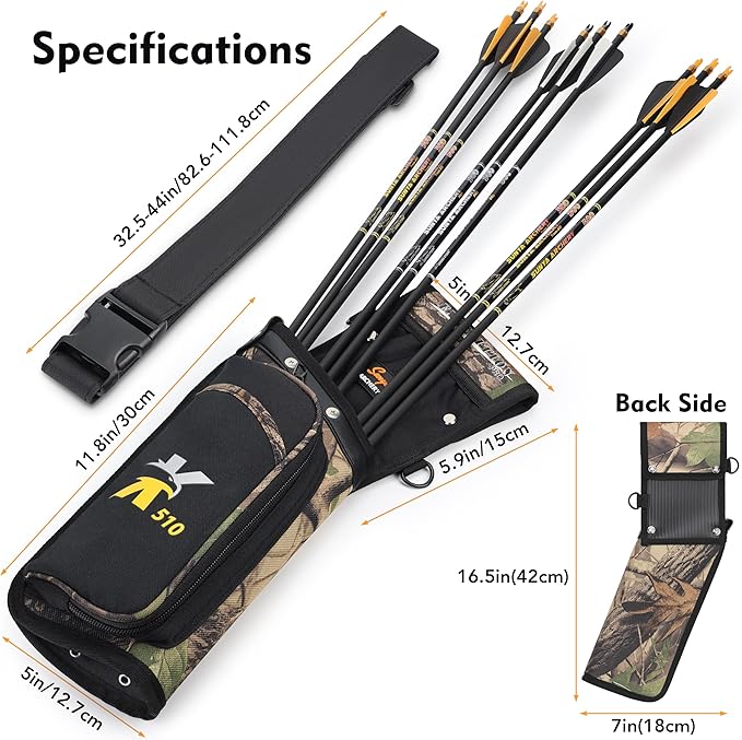 SUNYA X510 Field & Competition Hip Arrow Quiver | 3-Slot Noise-Free Archery Quiver with Sturdy Storage System (42x18cm)-StrideForce Fitness