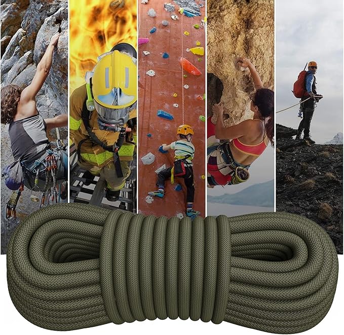 X XBEN Outdoor Climbing Rope 10M(32ft) 20M(64ft) 30M(96ft) 50M(160ft) 70M(230ft) 152M(500FT) 352M(1000FT) Static Rock Climbing Rope for Escape Rope Ice Climbing Equipment Fire Rescue Parachute-StrideForce Fitness