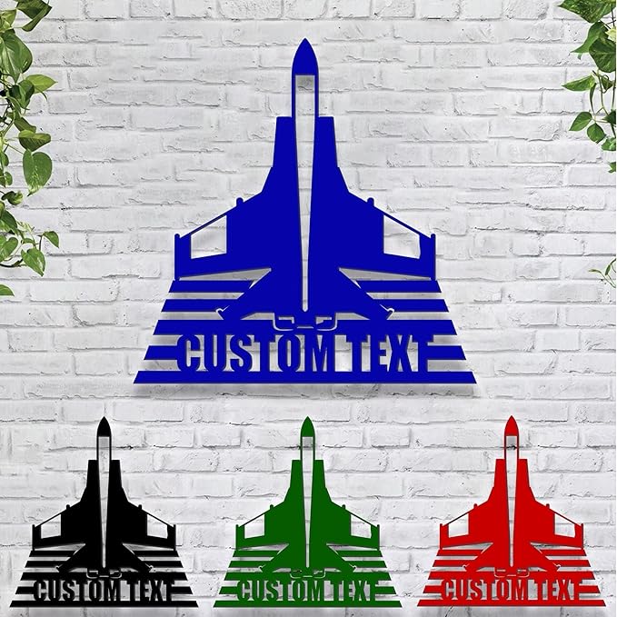 Personalized Fighter Aircraft Metal Wall Art LED Light, Custom Aviation Signs With LED Lights, Fighter Pilot Gift, Outdoor Decor, Wall Hanging, Home Decor, Birthday Xmas Gift-StrideForce Fitness