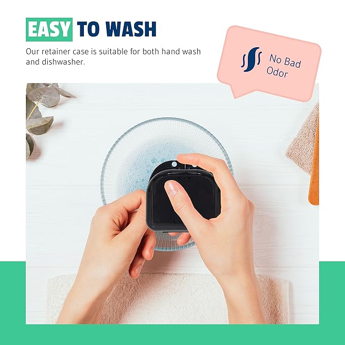 Orthodontic Retainer case with Vent Holes for Invisalign, Night Guard, Mouth Guard Retainer Holder & Partial Denture Case with Slim Aligner Remover Tool, Chewie, Brush & Carabiner Clip-Travel Pack