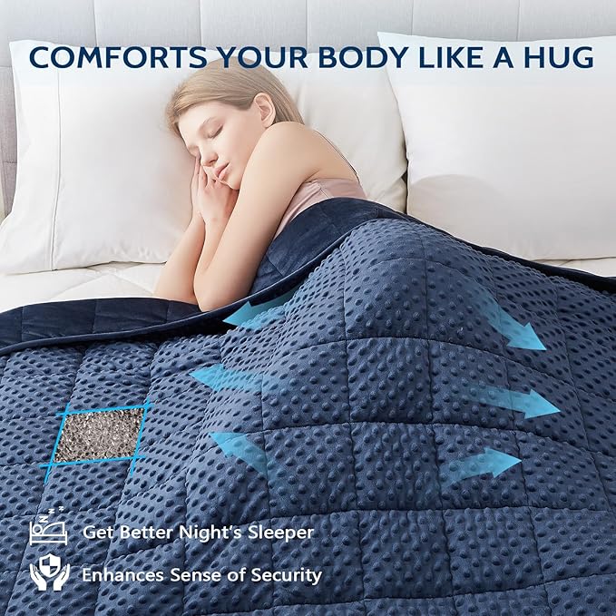 L'AGRATY Weighted Blanket for Adult - 60"x80" 15lbs Minky Dots Heavy Blanket with Glass Beads: Soft Breathable for All-Season Summer Fall Winter Thick Comfort for Sleeping-StrideForce Fitness