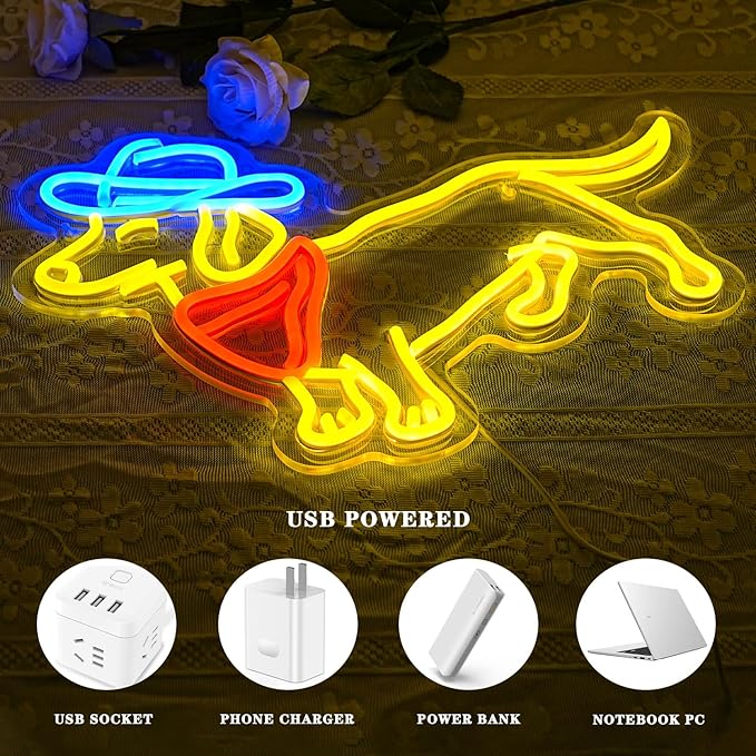 Dachshund Neon Sign for Wall Decor Cowboy Hat Neon Light Dog LED Neon Sign Colorful Neon Lights for Bedroom Zoo Pet Shop Decoration-StrideForce Fitness