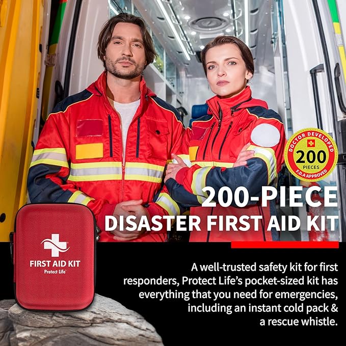 Protect Life Survival First Aid Kit for Home/Business, Camping Survival Kits | Mini Travel First Aid Kit | Camping Equipment | Small Kits for Car | Outdoor Emergency Survivals Pack - 200pcs-StrideForce Fitness