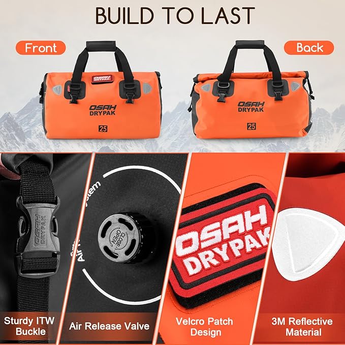 Waterproof Duffel Bag - Motorcycle Dry Bag Tail Bag with Large Storage Space, Waterproof Luggage Duffle Bags with Outer Mesh Zipper Pocket for Camping, Kayaking, Fishing & Traveling-StrideForce Fitness