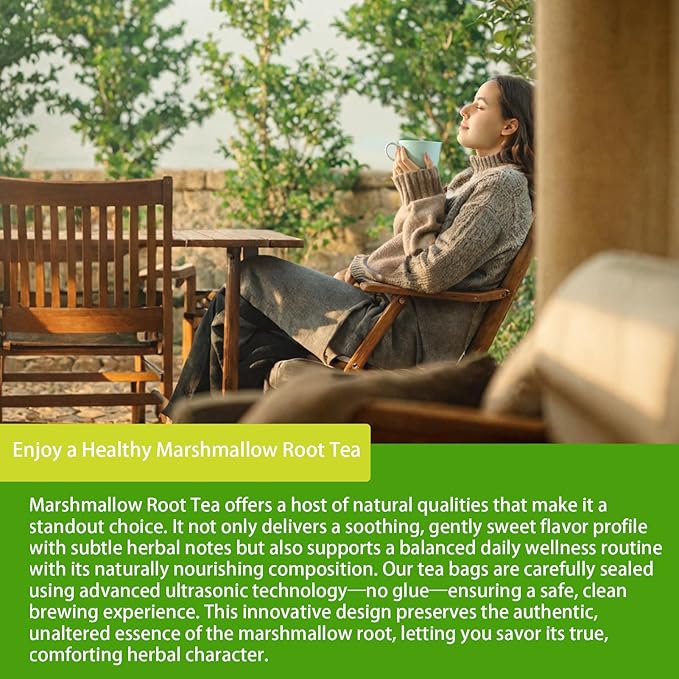 Samcci - Marshmallow Root Tea, 2g x 40 Tea Bags -100% Natural & Pure Dried Cut & Sifted Althaea Officinalis - No Sugar - No Caffeine - No Gluten - Vegan - Support Digestion & Respiratory-StrideForce Fitness