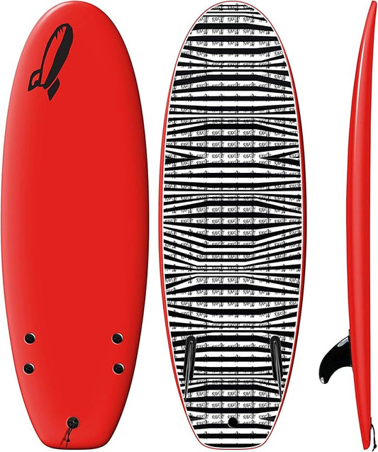 Rock-It 4'10" CHUB Soft Top Surfboard, Kids Surfboard, Mini Surfboard, Innovative Design Easy to Paddle and Maneuverable Small Surfboard and Beginner Surfboard (Red)-StrideForce Fitness