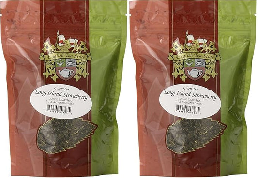English Tea Store Loose Leaf, Long Island Strawberry Green Tea Pouches - 4oz, 4 Ounce (Pack of 2)-StrideForce Fitness