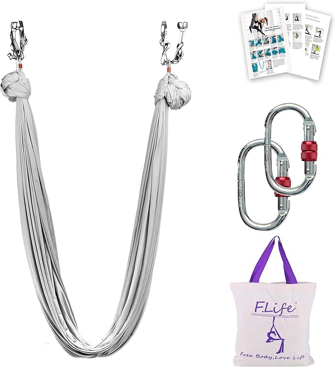 F.Life Aerial Silk Yoga Hammock & Swing for yoga Inversion,Strength training,starter hardware kit-StrideForce Fitness