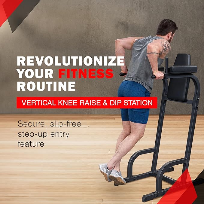 Body-Solid (GVKR60) Vertical Knee Raise with Dip Station for Abdominal and Core Training, Home and Commercial Gym-StrideForce Fitness