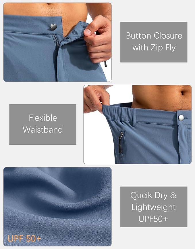 Pudolla Men's Hiking Cargo Shorts 9" Lightweight Outdoor Work Shorts for Men Travel Golf Camping Casual with 5 Zipper Pockets-StrideForce Fitness