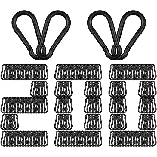 200 PCS M5 Carabiners, 3/16Inch Galvanized Steel Black Quick Link Small Carabiner Clips, 2'' Spring Carabiner Link Buckle for Fishing Camping Hammock Dog Leashes-220LBS Holding Capacity-StrideForce Fitness