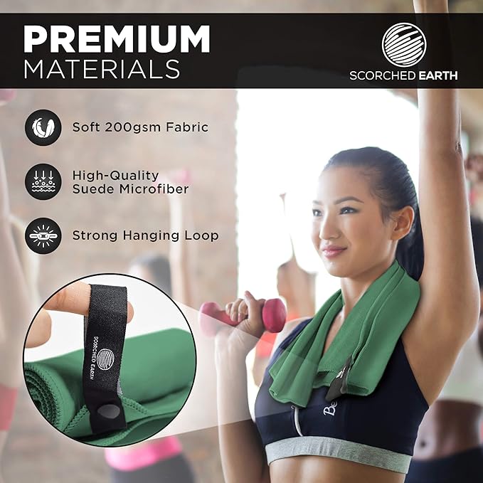 ScorchedEarth Microfiber Travel & Sports Towel Set - Quick Dry, Super Absorbent, Compact, Lightweight - for Camping, Backpacking, Hiking, Beach, Yoga, Swimming - Includes 2 Sizes + Carrying Bag & Clip-StrideForce Fitness