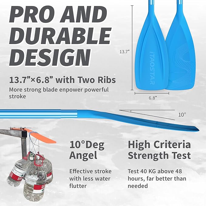 Paddle Board Paddle Detachable, Stand Up Paddle for Adults with Double Locks, Kayak Paddle Adjustable with Glass Fiber Blade, Floating Paddle Board Oar with Lightweight-StrideForce Fitness