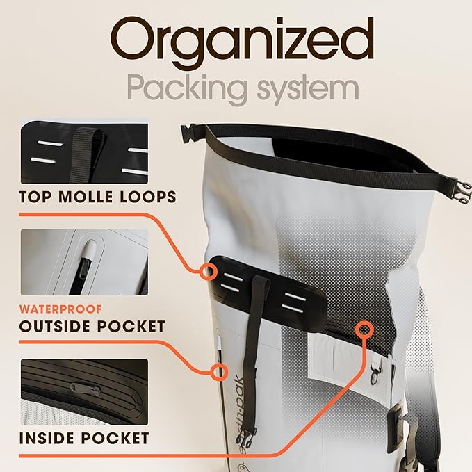 Earth Pak Waterproof Backpack - Heavy Duty Hiking Backpack - Roll-Top Closure Bag - Cushioned Dry Bag Waterproof Phone Case-StrideForce Fitness