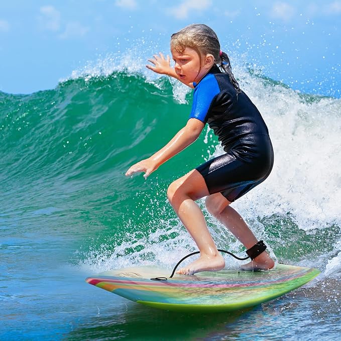 Body Board Lightweight with EPS Core, HDPE Slick Bottom, Leash & Adjustable Wrist Rope, Great Surfing for Kids and Adults-StrideForce Fitness