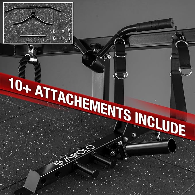 Mikolo Power Cage, 2000LB Power Rack with Independent Dual Pulley System, Multi-Function Home Gym Workout Machine for Cable Crossover-StrideForce Fitness