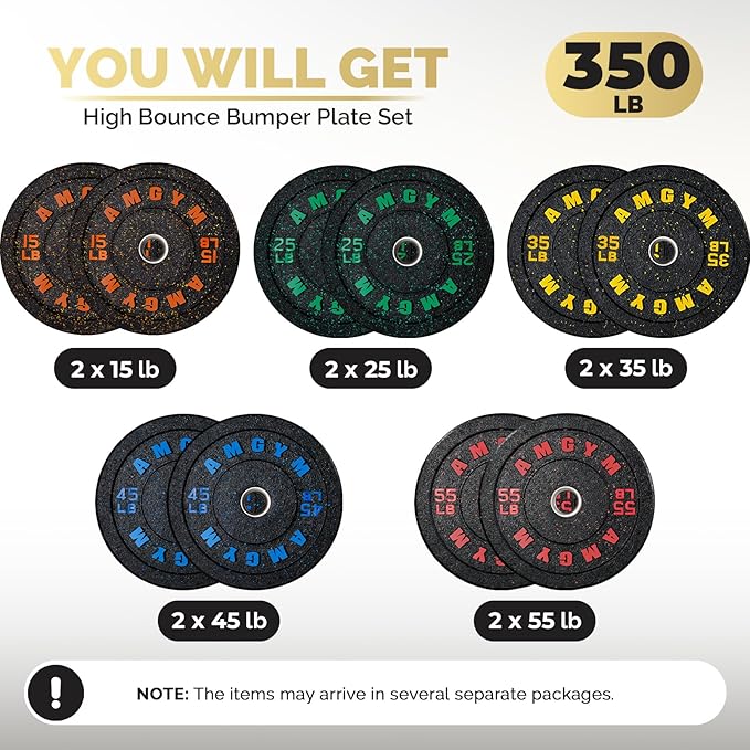 2 Inch Bumper Plates，10-500lbs，Barbell Rubber Olympic Weight Plates Set for Home Gym, Strength Training & Weight Lifting, Multiple Options Colors-StrideForce Fitness