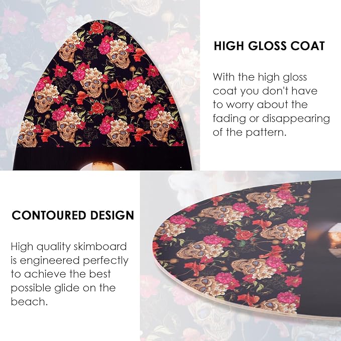 seething 35 Inch Skimboard with High Gloss Coat Wood Skim Board for Beginners,Kids, Teenagers, Adults and All Skimming-StrideForce Fitness