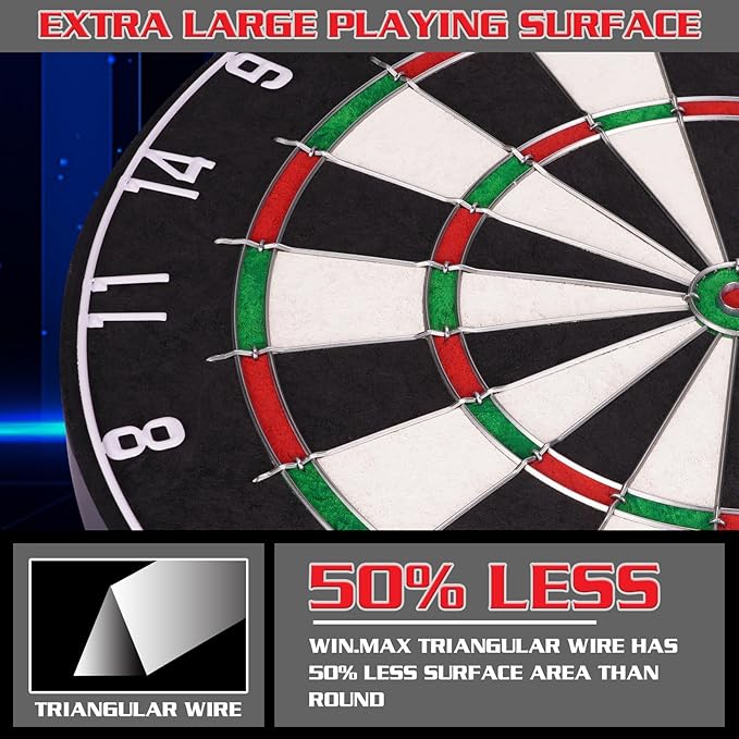 WIN.MAX Dart Board - Bristle Steel Tip Dartboard Dart Boards for Adults Bristle Steel Tip Dartboard Set with 12 Darts Metal Tip-StrideForce Fitness