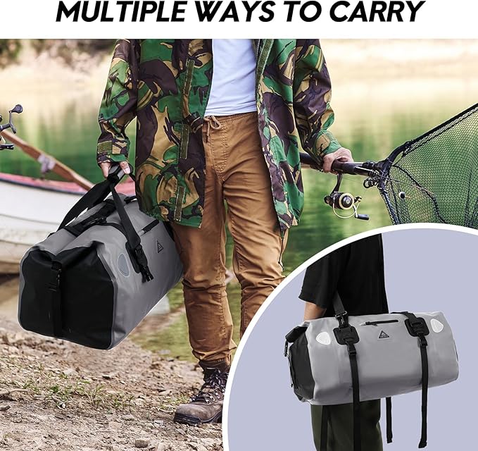 Haimont Waterproof Duffel Bag Roll-top Dry Duffel Bag with Quick-fixed Straps for Motorcycling, Rafting, Boating, SUP, Kayaking, Travel, 50L/70L-StrideForce Fitness