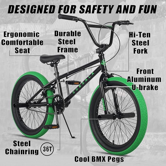 Freestyle BMX Bike, 18 20 Inch Kids Bicycle for 5-13 Years Old Kids and Beginner Level Rider, Multiple Colors-StrideForce Fitness