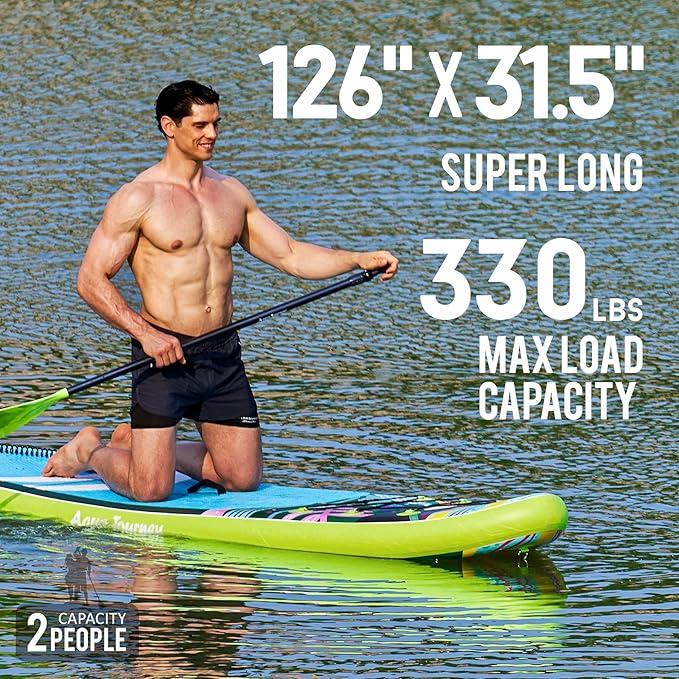 10'6"Inflatable Stand Up Paddle Board Ultra Portable-Lightweight & Stable|All-in-One Kit w/Aluminum Paddle, Dual-Action Pump & Backpack|Lakes & Oceans Ready for Family Recreation by Aquajourney-StrideForce Fitness