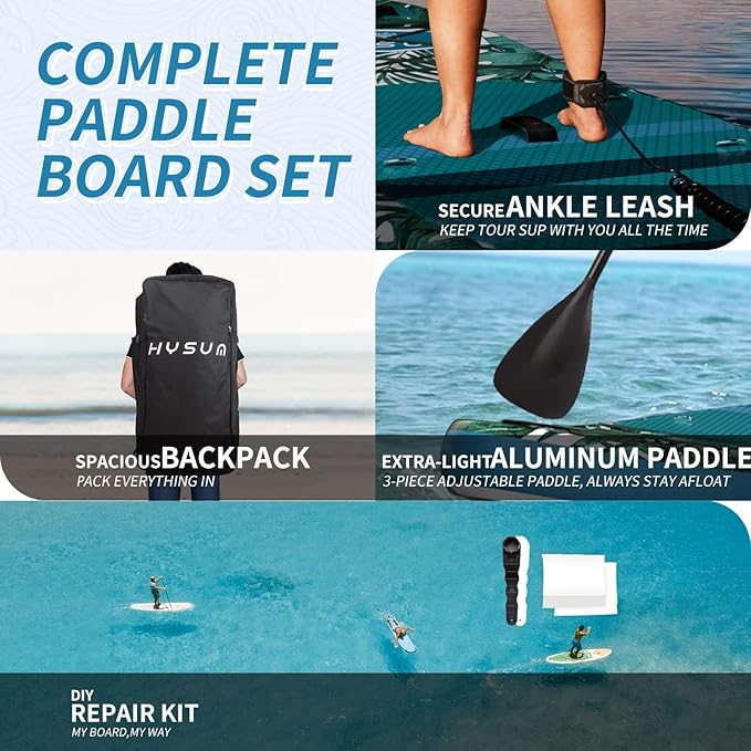 Inflatable Stand Up Paddle Board, 10'x30''x6'' Ultra-Light Paddleboards for All Skill Levels with SUP Accessories, Paddle, Fins, Leash, SUP Pump, Backpack-StrideForce Fitness