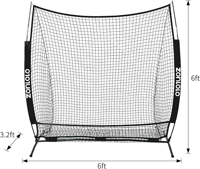 6 x 6 FT Baseball Net with 3 Diffferent Targets, Portable Practice Net for Batting，Hitting，Pitching and Throwing,Compact Package with Small Carrying Bag，Great for Kids-StrideForce Fitness