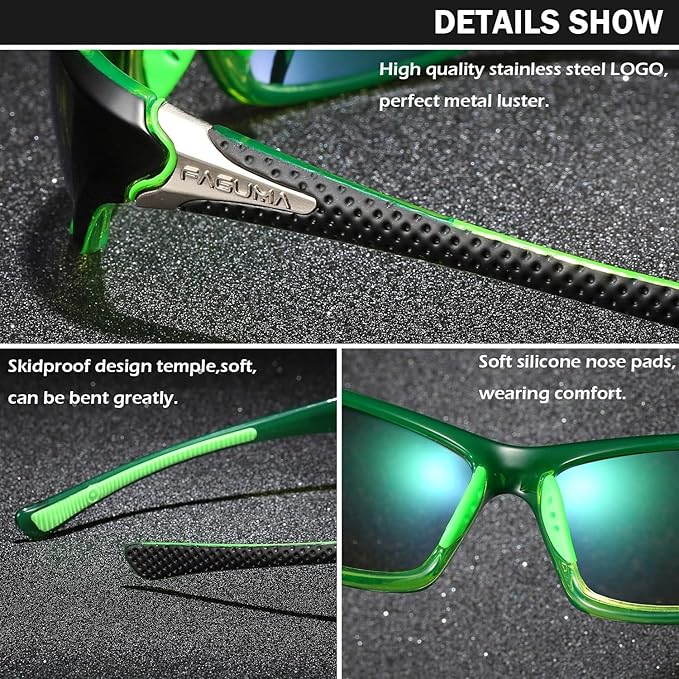 FAGUMA Sports Polarized Sunglasses For Men Cycling Driving Fishing UV400 Protection-StrideForce Fitness