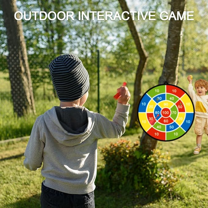 Dart Board for Kids, Darts Set Double-Sided Dart Board with Sticky Balls and Darts, Indoor Outdoor Sport Fun Party Play Parent-Child Activity Game Toys, Gifts for Boys and Girls Aged 3 to 12 Years-StrideForce Fitness