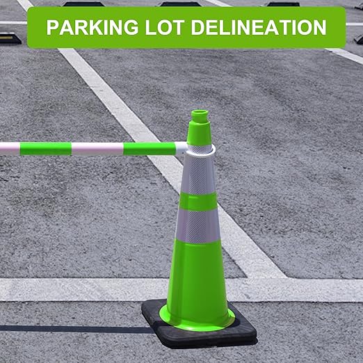 OrangeStar 28" Traffic Cones 4-Pack, Green Safety Cones with Reflective Collars, Weighted Rubber Base for Highway, Roadwork, Parking Lot Safety, Warehouse, Indoor & Outdoor Use-StrideForce Fitness