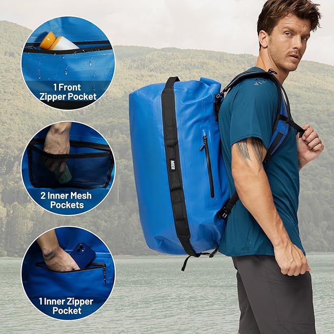 MIER Large Waterproof Duffel Bag Rolltop Dry Backpack Duffle Bags for Kayaking, Rafting, Boating, Swimming, Camping, Travel, Gym, Beach, 60L/80L-StrideForce Fitness