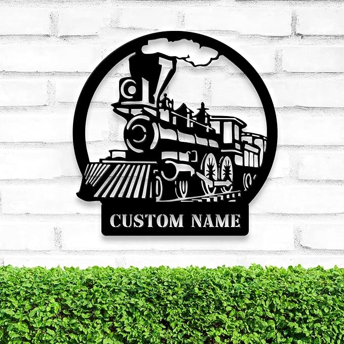 Personalized Metal Sign With LED Light, Train Room Decor, Railroad Wall Art, Custom Steam Train Home Decoration-StrideForce Fitness