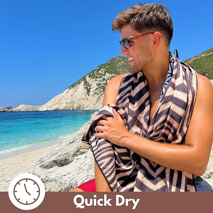 ECCOSOPHY Microfiber Beach Towel - Sand Free Towels are Quick Dry, Light Weight, Super Absorbent - Perfect Pool, Travel, Cruise, Camping Essentials - Oversized Extra Large for Adults 71x35 in-StrideForce Fitness