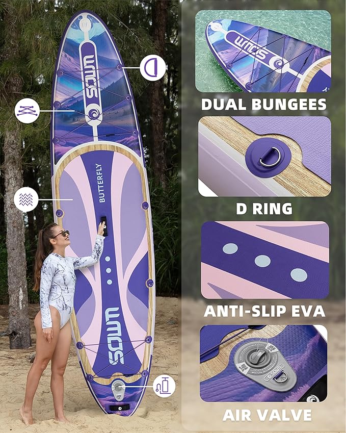 Inflatable Paddle Boards 11'x33'', Stand Up SUP Paddle Board Inflatable for Adults Youth, Extre Wide & Non-Slip Sup of All Skill Levels-StrideForce Fitness