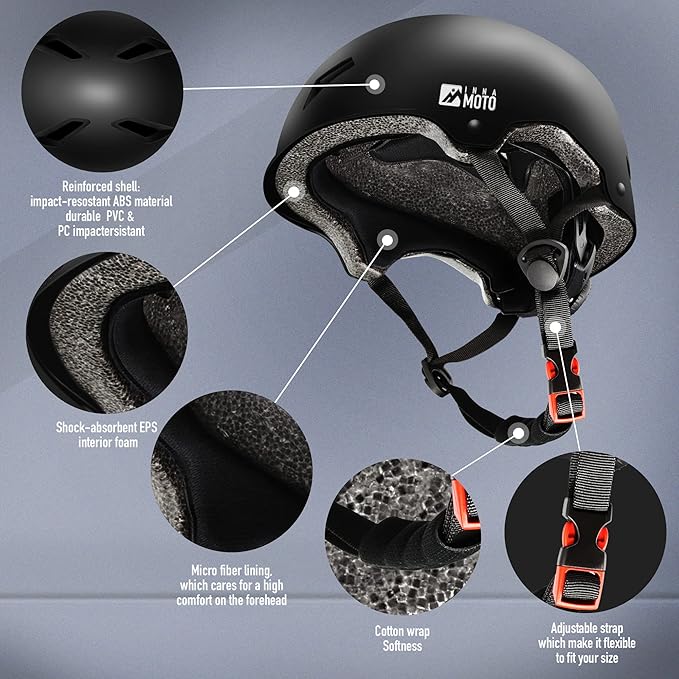 Skateboard Helmet for Adults - Adjustable Certified Safety Adults Helmet for Skateboarding Bike Bicycle Scooter Cycling Skate Skating Multisport Helmets for Women Men Boys Girls Kids Youth-StrideForce Fitness