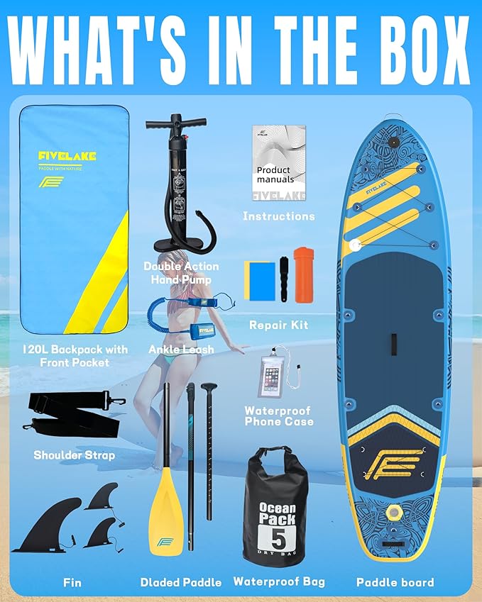 Inflatable Paddle Board 11' x 35'' Wide Stable Design,Stand Up Paddleboard with Sup Accessories Backpack,Pump,Ankle Leash,Adjustable Paddle,Non-Slip Comfort Deck for Adult Youth-StrideForce Fitness