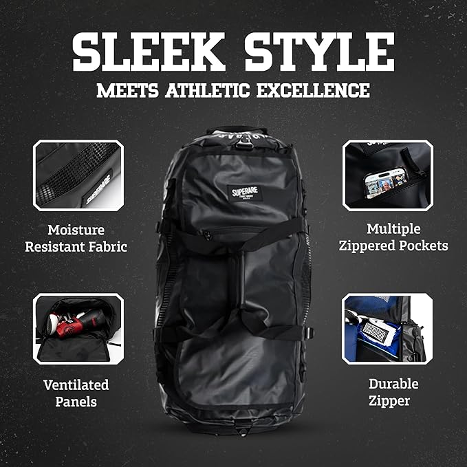 Superare Gear Bags - Gym Duffle Bag, Backpack, Tote Bag for MMA, Athletic Gym Boxing Bag - Enorme, Carico, Diario, Sporta-StrideForce Fitness