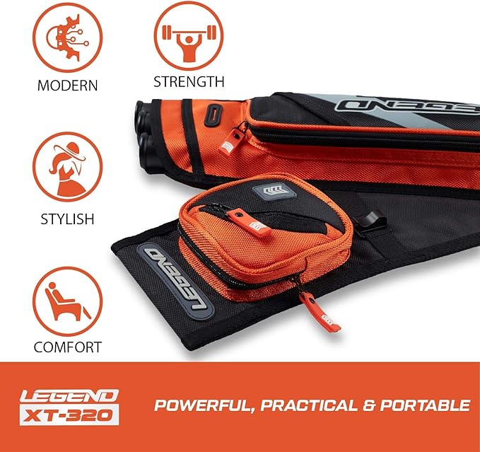 LEGEND XT320 Archery Quivers - Nylon Hip Quivers with 3 Arrow Tube Cases for Target Shooting - Adjustable Waist Belt, T-Slot, Storage Compartments for Accessories, Gear, Tools, Release Tab, Score Card-StrideForce Fitness