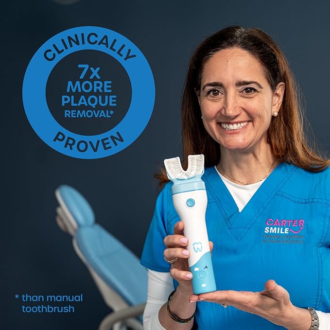 Willo BrushBot Kids U-Shaped Toothbrush Starter Kit – Rechargeable, Smart Electric Toothbrush for Kids Ages 5-7 w/App, Soft Bristles, Plaque Removal, Gentle & Deep Clean Modes | Small Berry Splash