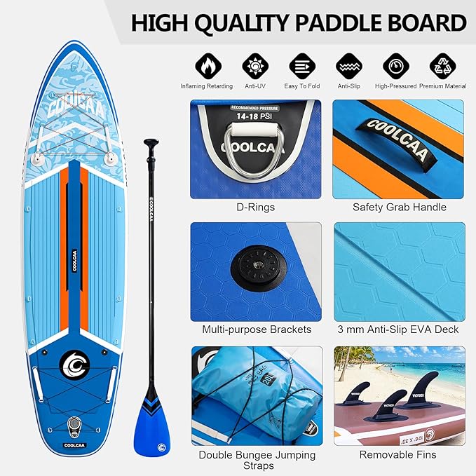 Inflatable Paddle Board, Stand Up Paddleboard with Premium SUP Accessories for Fishing & Yoga, 460lb Capacity, Non-Slip EVA Deck, Blow Up Paddle Boards for Adults & Beginner-StrideForce Fitness