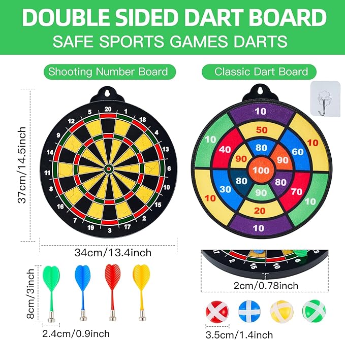 Magnetic Dart Board for Kids-12Magnetic Dart/Sticky Balls Or 2 Toy Gun+40 Foam Dart.Indoor/Outdoor Kids Games and Party Games,Christmas Birthday Gifts Toys for 3-12 Year Old Boys-StrideForce Fitness