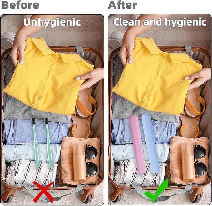 4 Pack Travel Toothbrush Case, Plastic Dust-Proof Travel Toothbrush Holder, Portable Breathable Tooth Brush Cover Container for Trip Home Camping Traveling School Business(4 Colors)