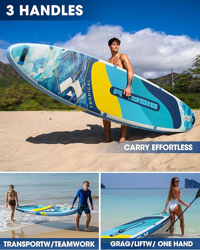Bigfly Inflatable Stand Up Paddle Board 11’*34”*6”, Blow Up Paddle Board for Adults,with Detachable Fins, Pump, Floating Paddle, Safety Leash,Backpack-StrideForce Fitness