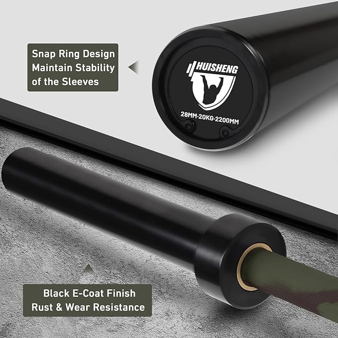 7ft Olympic Barbell for Strength Training and Olympic Weightlifting, 500 700 1000LBS Capacity Available, 2 Inch Bar for Squats, Home Gym Fitness Equipment, Bench Press, Deadlift,Powerlifting-StrideForce Fitness