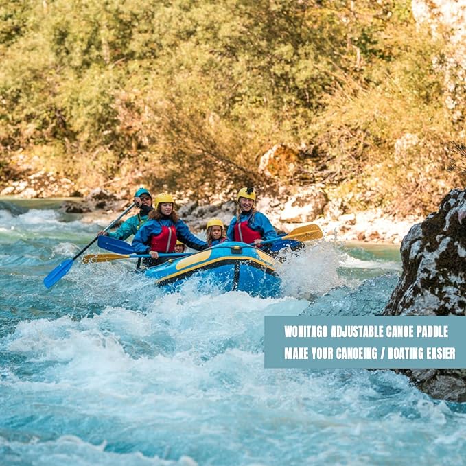 Canoe Paddles Aluminum Paddle with Plastic Blades Floating Adjustable Canoeing and Boating Oars, 122-152 cm/4-5 Ft, Black/Yellow-StrideForce Fitness